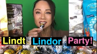 ASMR EATING LINDT LINDOR 🍫 CHOCOLATE TRUFFLES REVIEW SEA SALT DARK WHITE CHOCOLATE SWIRL 먹방 초콜릿 [upl. by Enaasiali553]