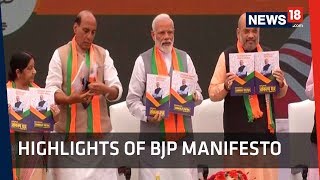 Elections 2019  Ram Mandir National Security Farmers Welfare Among Top Promises In BJP Manifesto [upl. by Yliak]