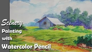 How to Paint A Scenery with Watercolor Pencil  Step by step  Episode2 [upl. by Faucher893]