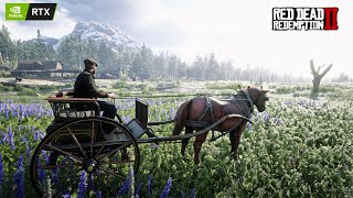 Red Dead Redemption 2 Relaxing Ambient Third Person Horse Carriage Ride around the Map [upl. by Norrat713]