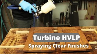 Spraying Clear Woodworking Finishes with Turbine System and HVLP Sprayer Fuji Q5 Platinum T75G T70 [upl. by Mizuki323]