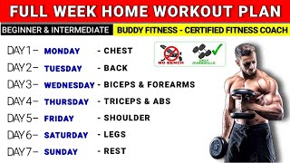 Full Week Workout Plan At Home  Dumbbell Workout At Home  BuddyFitness [upl. by Smailliw]