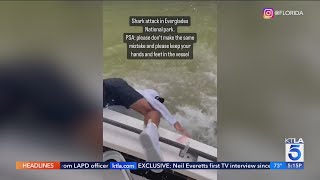 Shark pulls guy off boat in crazy Florida attack [upl. by Norrab]