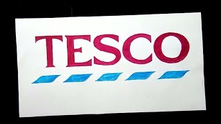 How to draw the Tesco logo  logo drawing [upl. by Dieball]