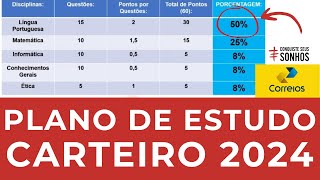 COMO FAZER UM PLANO DE ESTUDO PARA O CONCURSO DE CARTEIRO CORREIOS 2024  IBFC [upl. by Michigan901]