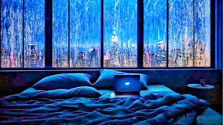 Quiet and peaceful rainy night in the city☁️💧 Night rain rain on the bedroom window [upl. by Ware]