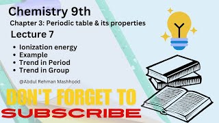 IONIZATION ENERGY  CHAPTER NO 3  CLASS 9TH CHEMISTRY  LECTURE 7 100 PERCENT CONCEPT chemistry [upl. by Breana]