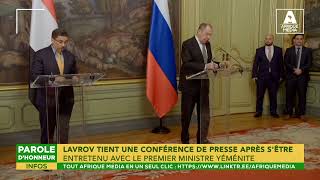 LAVROV TIENT UNE CONFÉRENCE DE PRESSE APRÈS SÊTRE ENTRETENU AVEC LE PREMIER MINISTRE YÉMÉNITE [upl. by Ainet]