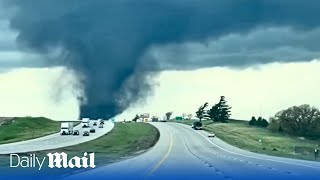 Terrifying videos show tornado sweeping across Nebraska town [upl. by Kcirrek2]