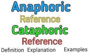 AnaphoricampCataphoric ReferenceImportant Topic [upl. by Harad]