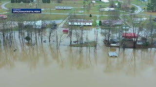 Drone video of flooding in Etowah County Alabama [upl. by Dammahum]