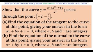 Equation of Tangent to the Curve  Equation of Normal  Differentiation  KS5 Maths [upl. by Gebler148]