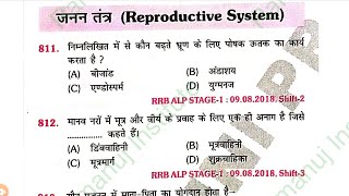 जनन तंत्र Reproductive System  RRB RPFRPSF SI 2024  RPF CONSTABLESI PREVIOUS YEARS PAPER [upl. by Gniliem]