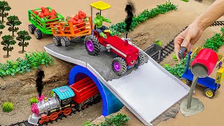 Diy tractor making mini Bridge for Train Construction  diy New Concrete Mixer Bridge [upl. by Eladnyl198]