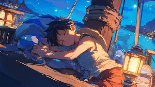 Sleeping Night w LUFFY at the Sunny Dock Waves Seagulls amp Crickets  ONE PIECE ASMR  NijiSounds♪ [upl. by Acirtap492]