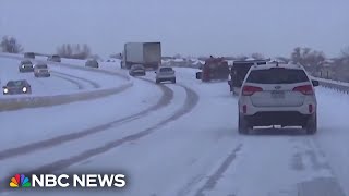 Blizzard and icy weather conditions cause travel troubles [upl. by Baynebridge]