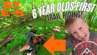 6 Year Old Practices Trail Riding For First Time KTM SX E5 [upl. by Konstance]