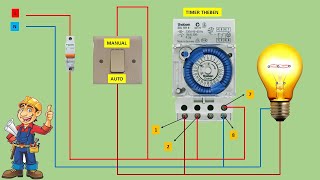 THEBEN TIMER Installation Diagram complete with MANUAL SWITCH AUTO [upl. by Vonni]