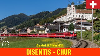 Cab Ride DisentisMustér  Chur along Switzerland’s Grand Canyon RhB train drivers view in 4K [upl. by Pavier]