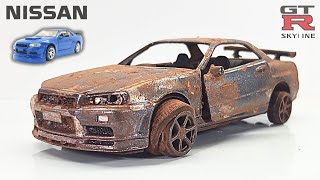 Restoring an Abandoned Nissan GTR R34 Model  Custom Body Kit Build carrestoration [upl. by Rebekkah]