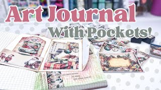 ASMR Vintage Christmas Art Journal Spread With POCKETS [upl. by Kathi]