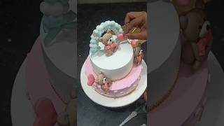 Two tier teddy cake towtiercake cake cakedecoration [upl. by Ecnerwal]