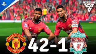 FC 24 Gameplay  Man United 421 Liverpool  Ft Messi Ronaldo Mbappe Haaland Neymar Bellingham [upl. by Anderer]