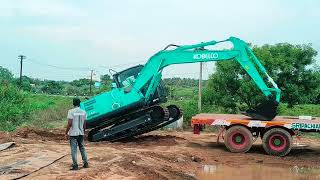 Kobelco sk140 exavator unloading viral exavator trandingvideo [upl. by Hultin]