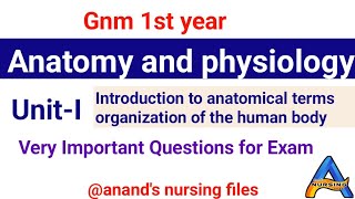 Gnm first year Anatomy and Physiology unitI important Questions for exam [upl. by Namijneb428]