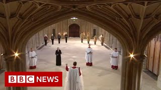 National anthem brings funeral of Prince Philip to a close  BBC News [upl. by Narol176]