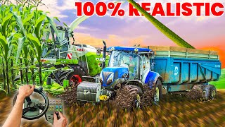 FULL REALISTIC IN EXTREME CONDITIONS SILAGE Steering Wheel View  Farming Simulator 19 [upl. by Thielen]