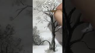 Beginners Guide to Drawing a Winter Cottage charcoal art drawing shading drawlandscape easy [upl. by Lemcke]