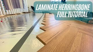 Laminate Herringbone flooring installation Full tutorial Kronotex [upl. by Sadella659]