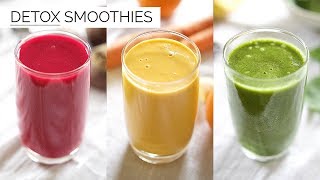 3 DETOX SMOOTHIE RECIPES  easy amp healthy smoothies [upl. by Sutsuj]