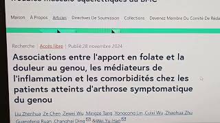 Lacide folique pour réduire les douleurs articulaires Par quels mécanismes dactions [upl. by Clementis]