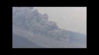 Sinabung volcano pyroclastic flow 28 July 2015 [upl. by Auqenehs]