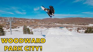 Snowboarding The BEST CONDITIONS of the YEAR Park City Woodward Utah [upl. by Nemsaj15]