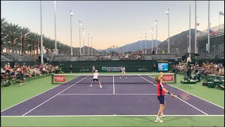 Great Courtside View Rublev and Karatsev vs Bolleli and Gonzalez  2021 BNP Paribas Open [upl. by Nirrak709]