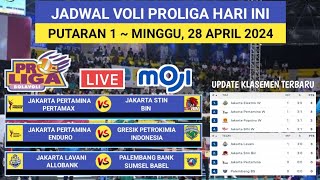 Jadwal Proliga 2024 Hari iniKlasemen Putra amp Putri Voli Proliga 2024 TerbaruPutaran 1Live Moji [upl. by Annasus22]