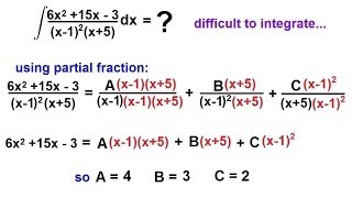 Calculus Integration  Partial Fractions 4 of 16 Case 2 Repeated Linear Factors [upl. by Kirbie]