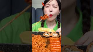 Mukbang ASMR Tteokbokki ramen Gimbap eomuk korean Fish Cake Fried Shrimp Seafood Recipe shorts [upl. by Lorine570]