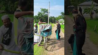 A husband and wife were walking along the road another man was riding a bicycle with a TV [upl. by Innavoeg284]