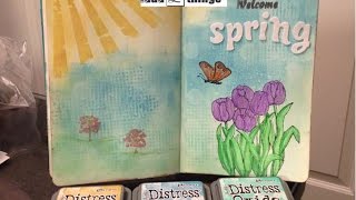 Art Journal Page  Spring with Distress Oxide Inks [upl. by Aiela]