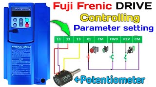 Fuji Electric Frenic Multi Series AC Drive vfd Start Up Potentiometer amp parameter settings Fuji VFD [upl. by Dnomal952]