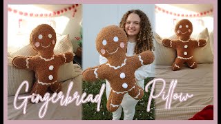 Giant Gingerbread Pillow DIY  trendy KIRKLANDS gingerbread pillow dupe  Craftmas Day 4 [upl. by Steen583]