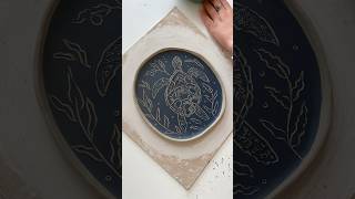 Marine collection Using sgraffito technique✏️ sgraffito potterycarving marinelife pottery [upl. by Nevaed]