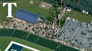 Aerials show Georgia officers responding to high school shooting [upl. by Sualkin111]