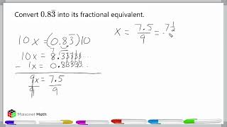 Convert Repeating Decimal Into Fraction Equivalent [upl. by Naoj887]