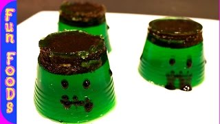 Frankenstein JellO Jigglers  Halloween Recipe [upl. by Saloma858]