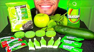 ASMR EATING ALL GREEN COLOR FOOD ONLY PARTY MUKBANG JERRY NO TALKING FOR 24 HOURS [upl. by Thomey]